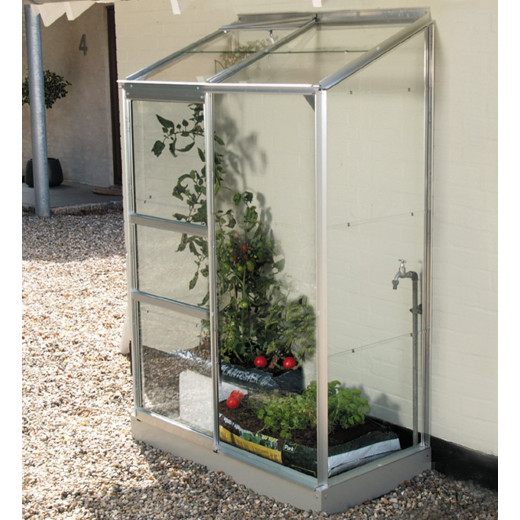 Serre Melissa Ida 0,9m² en aluminium naturel et verre trempé 3mm + embase incluse – Natura Lams
