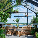 Serre de jardin sur muret 13m² anthracite en verre trempé Premium - Juliana