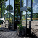 Serre de jardin sur muret 13m² anthracite en verre trempé Grand Oase - Juliana