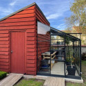 Serre adossée Prima 7,22m² en aluminium anthracite et verre trempé 4mm - Green Protect