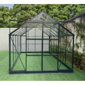 Serre de jardin 8,88m² en aluminium anthracite et verre trempé 4mm - Green Protect