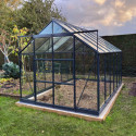 Serre de jardin 8,88m² en aluminium anthracite et verre trempé 4mm - Green Protect