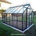 Serre de jardin 8,88m² en aluminium anthracite et verre trempé 4mm - Green Protect