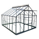 Serre de jardin 10,92m² en aluminium anthracite et verre trempé 4mm - Green Protect