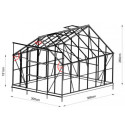 Serre de jardin 10,92m² en aluminium anthracite et verre trempé 4mm - Green Protect