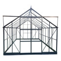 Serre de jardin 12,84m² en aluminium anthracite et verre trempé 4mm - Green Protect