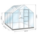 Serre Carvi Merkur 8,10m² en aluminium laqué gris et verre trempé 3mm + embase incluse - Natura Lams