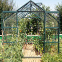 Serre Aloé Diana 8,10m² en aluminium laqué vert et verre trempé 3mm + embase incluse - Natura Lams