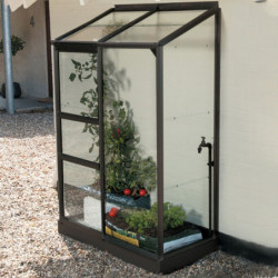 Serre Melissa Ida 0,9m² en aluminium laqué gris et verre trempé 3mm + embase incluse – Natura Lams