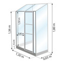Serre Melissa Ida 0,9m² en aluminium laqué gris et verre trempé 3mm + embase incluse – Natura Lams