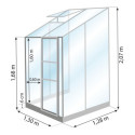 Serre Melissa Ida 1,7m² en aluminium laqué gris et verre trempé 3mm + embase incluse – Natura Lams
