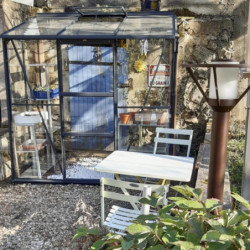 Serre Melissa Ida 2,5m² en aluminium laqué gris et verre trempé 3mm + embase incluse – Natura Lams