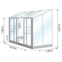 Serre Melissa Ida 3,30m² en aluminium laqué gris et verre trempé 3mm + embase incluse – Natura Lams