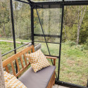 Serre Melissa Ida 3,30m² en aluminium laqué gris et verre trempé 3mm + embase incluse – Natura Lams
