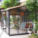 Serre Melissa Ida 4,9m² en aluminium laqué gris et verre trempé 3mm + embase incluse – Natura Lams