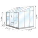 Serre Melissa Ida 4,9m² en aluminium laqué gris et verre trempé 3mm + embase incluse – Natura Lams