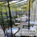 Serre Melissa Ida 7,2m² en aluminium laqué gris et verre trempé 3mm + embase incluse – Natura Lams