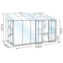 Serre Melissa Ida 7,2m² en aluminium laqué gris et verre trempé 3mm + embase incluse – Natura Lams