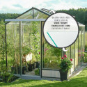 Serre de jardin ESSENTIA 8,97m² en aluminium naturel et verre trempé 4mm + embase incluse - Lams