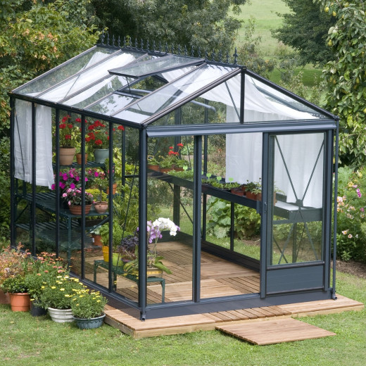 Serre de jardin LUXIA 10,80m² en aluminium laqué et verre trempé 4mm + embase incluse - Lams