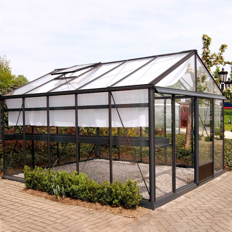 Serre de jardin LUXIA 11,80m² en aluminium laqué et verre trempé 4mm + embase incluse - Lams