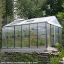 Serre de jardin LUXIA 14,10m² en aluminium naturel et verre trempé 4mm + embase incluse - Lams
