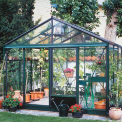 Serre de jardin LUXIA 14,10m² en aluminium laqué et verre trempé 4mm + embase incluse - Lams
