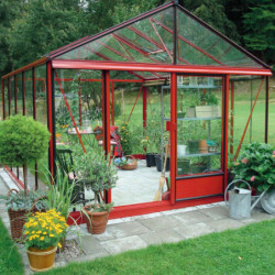 Serre de jardin LUXIA 18,70m² en aluminium laqué et verre trempé 4mm + embase incluse - Lams