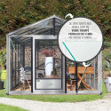 Serre de jardin SUPRA 19m² en aluminium naturel et verre trempé 4mm + embase incluse - Lams