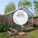 Serre de jardin SUPRA 20,10m² en aluminium naturel et verre trempé 4mm + embase incluse - Lams