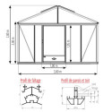Serre de jardin SUPRA 23m² en aluminium naturel et verre trempé 4mm + embase incluse - Lams