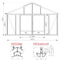 Serre de jardin SUPRA 34,70m² en aluminium laqué et verre trempé 4mm + embase incluse - Lams