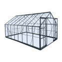 Serre de jardin 14,52m² en aluminium anthracite et verre trempé 4mm - Green Protect