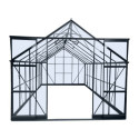 Serre de jardin 14,52m² en aluminium anthracite et verre trempé 4mm - Green Protect