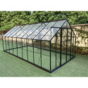 Serre de jardin 16,32m² en aluminium anthracite et verre trempé 4mm - Green Protect