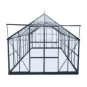 Serre de jardin 16,32m² en aluminium anthracite et verre trempé 4mm - Green Protect