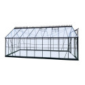 Serre de jardin 16,32m² en aluminium anthracite et verre trempé 4mm - Green Protect
