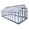Serre de jardin 16,32m² en aluminium anthracite et verre trempé 4mm - Green Protect
