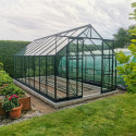 Serre de jardin 16,32m² en aluminium anthracite et verre trempé 4mm - Green Protect