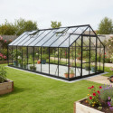 Serre de jardin 16,32m² en aluminium anthracite et verre trempé 4mm - Green Protect