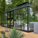 Serre anthracite GRAND OASE 18,8m² aluminium et verre trempé 3mm Juliana