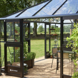 Double porte additionnelle en aluminium anthracite pour paroi à 4 sections des serres Oase/Grand Oase - Juliana 
