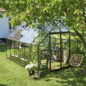 Serre de jardin 9,9m² noire en verre trempé Qube - Halls