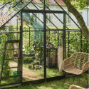 Serre de jardin 9,9m² noire en verre trempé Qube - Halls