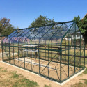 Serre Aloé Diana 12,90m² en aluminium laqué vert et verre trempé 3mm + embase incluse - Natura Lams