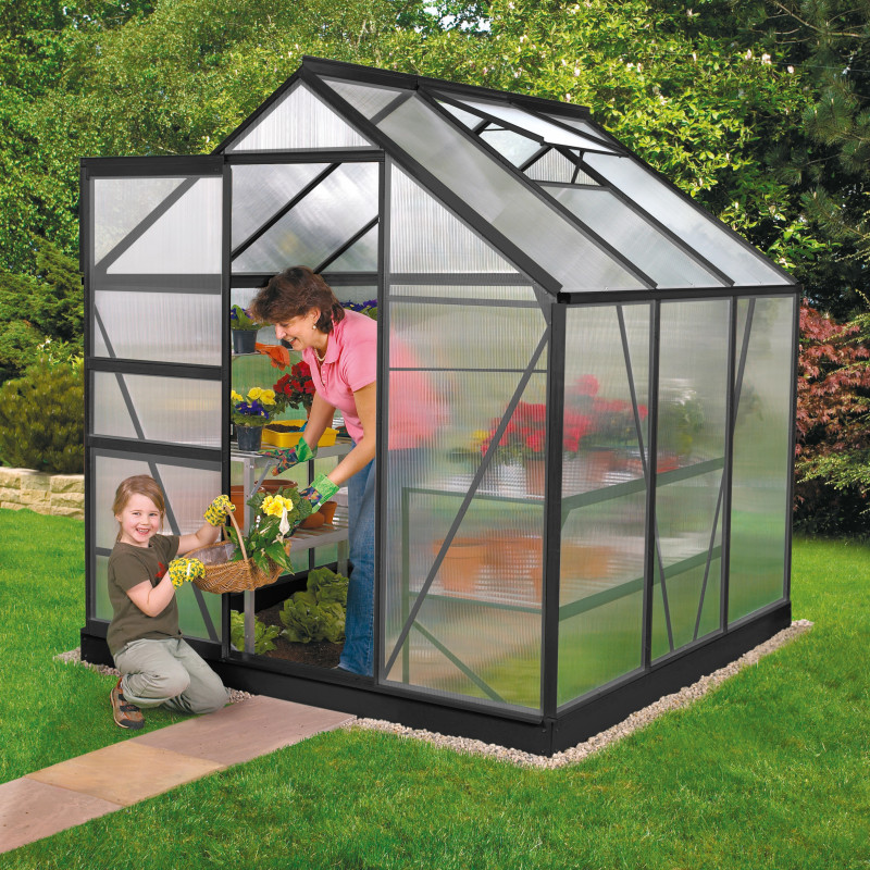 Serre de jardin en alu noir et polycarbonate 4mm - Venus 3800 - Vitavia