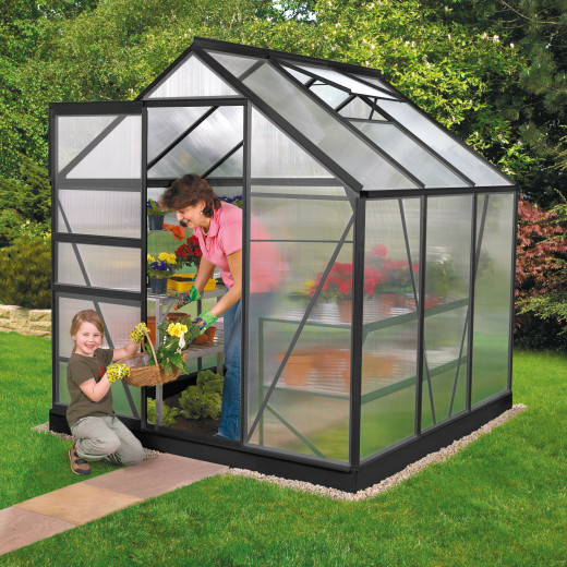 Serre de jardin en alu noir et polycarbonate 4mm - Venus 3800 - Vitavia