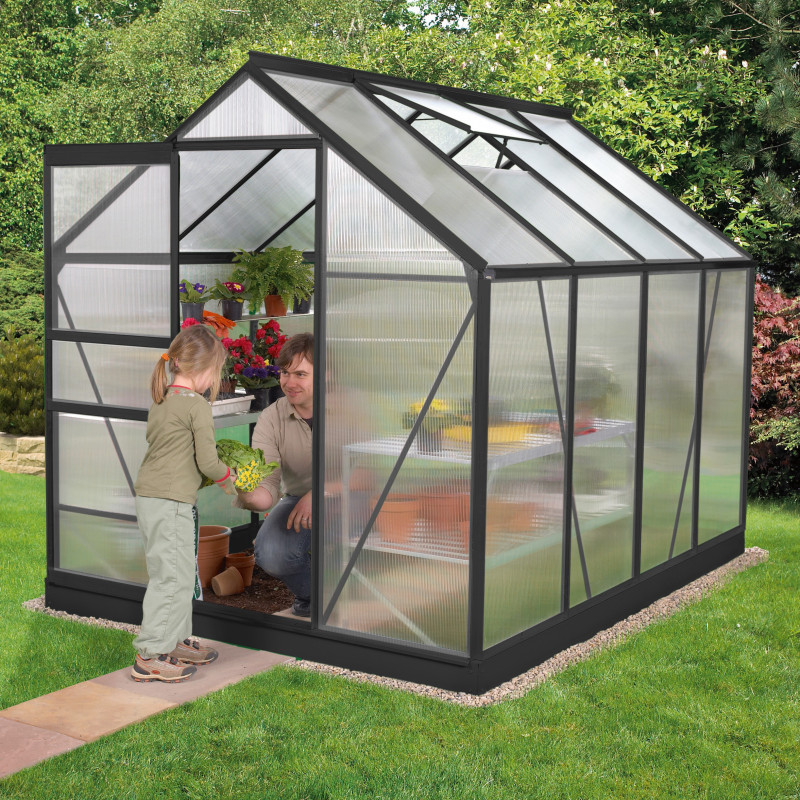 Serre de jardin en alu noir et polycarbonate 6mm - Venus 5000 - Vitavia