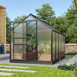 Serre de jardin en alu noir et polycarbonate 6mm - Venus 6200 - Vitavia