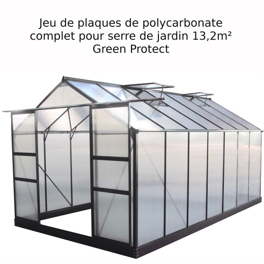 Jeu de plaques de polycarbonate 4mm complet pour serre de jardin 13,2m² Green Protect